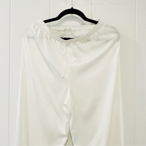 Zara "SATIN EFFECT" Matching Set Shirt and Pants in White (S/M) - Picture 7 of 9